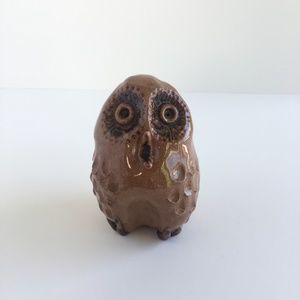 Kitschy Expressive Chocolate Brown Hand Made Pottery Owl